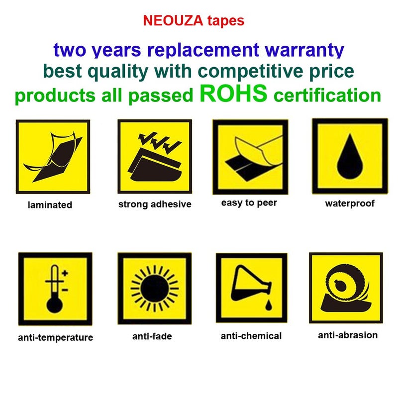 NEOUZA 5PK Compatible for Brother P-Touch Laminated Tze Tz Label Tape Cartridge 9mm x 8m (TZe-621 Black on Yellow) - Image 3
